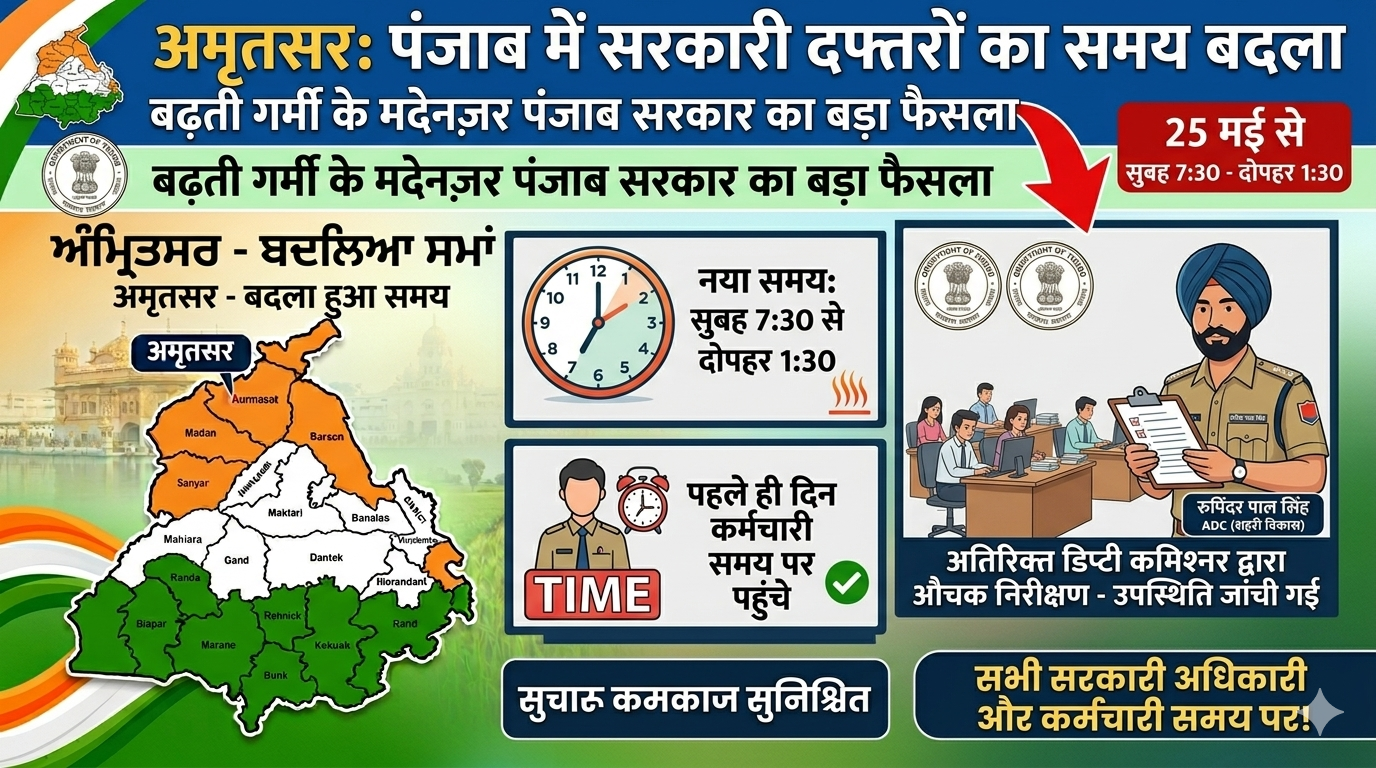 भीषण गर्मी के बीच पंजाब सरकार ने बदला ऑफिस टाइम, सुबह 7:30 बजे खुल रहे दफ्तर