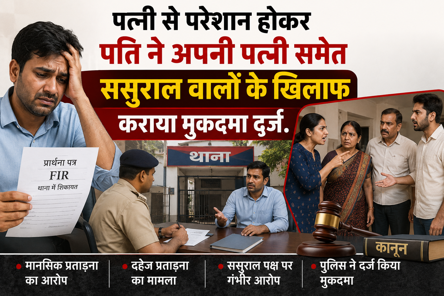 पति ने पत्नी समेत अपने ससुरलीजनों के खिलाफ कराया मुकदमा दर्ज.
